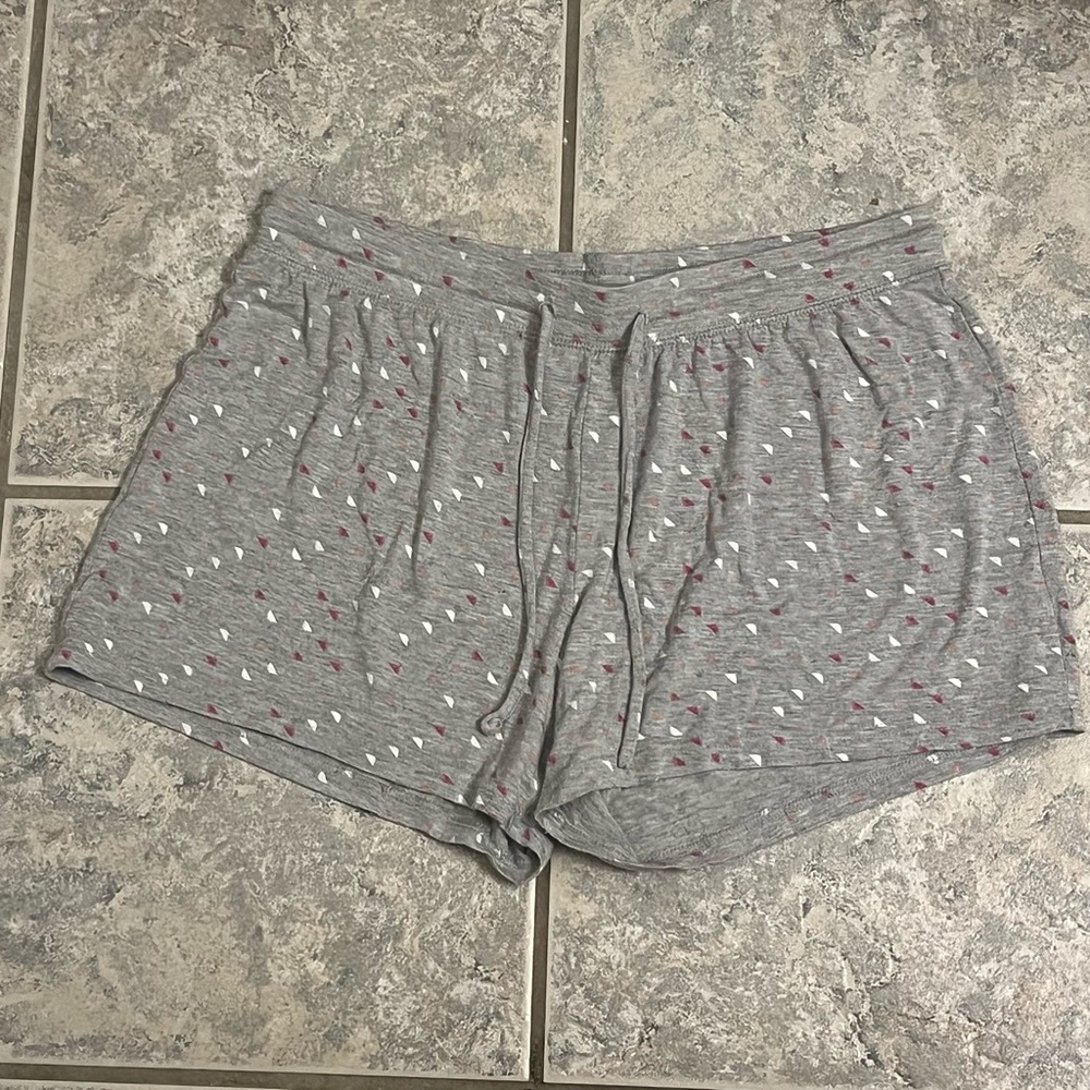 Gilligan & O'Malley Gray Sleep Shorts with Pink and White Accents